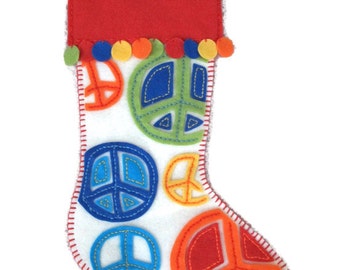 Peace Sign Felt Stocking