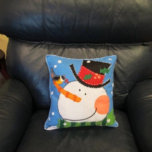 Snowman Felt Blue Pillow Bild 5