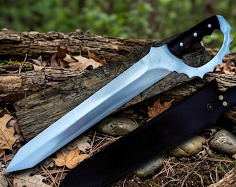 Daga Gladius de 61 cm forjada a mano: cuchillo romano, acero para muelles de hoja 5160, mango de palisandro.