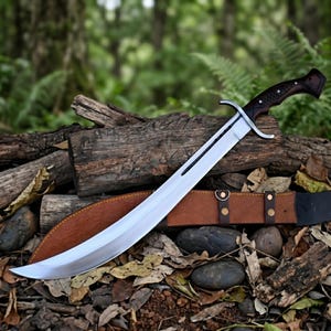 SCIMITAR MACHETE 28 Inch Full Tang Curved Blade High Carbon Steel Rosewood Handle Custom Historical Sword Gift For Him