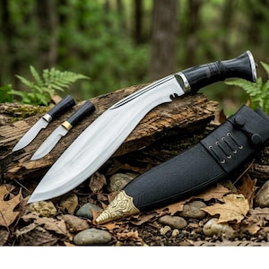 Hand forged Angkhola Khukuri 12 Inch Heavy Duty Machete Full Tang Leaf Spring Steel Chopper With Horn Handle