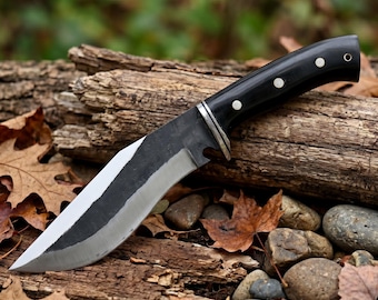 Cuchillo KUKRI de 30 cm hecho a mano: hoja de acero 5160, mango de palisandro, regalo para él, Khukuri para acampar con funda de cuero.