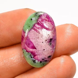 Rubis naturel zoïsite cabochon ovale, pierre précieuse brute pour la création de bijoux (24 x 14 x 3 mm, 16 carats) SG-1135