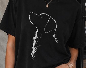 Looking Up Dog T-shirt, Silhouette Canine Graphic, Minimal Line Art, Dog Silhouette Shirt, Dog Owner Gift, Cute Dog Shirt, Comfort Colors