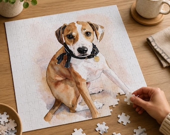 Rompecabezas de acuarela personalizado, rompecabezas personalizado, rompecabezas de mascotas personalizado, rompecabezas de perros, rompecabezas de gatos, rompecabezas fotográfico, rompecabezas personalizado a partir de una foto