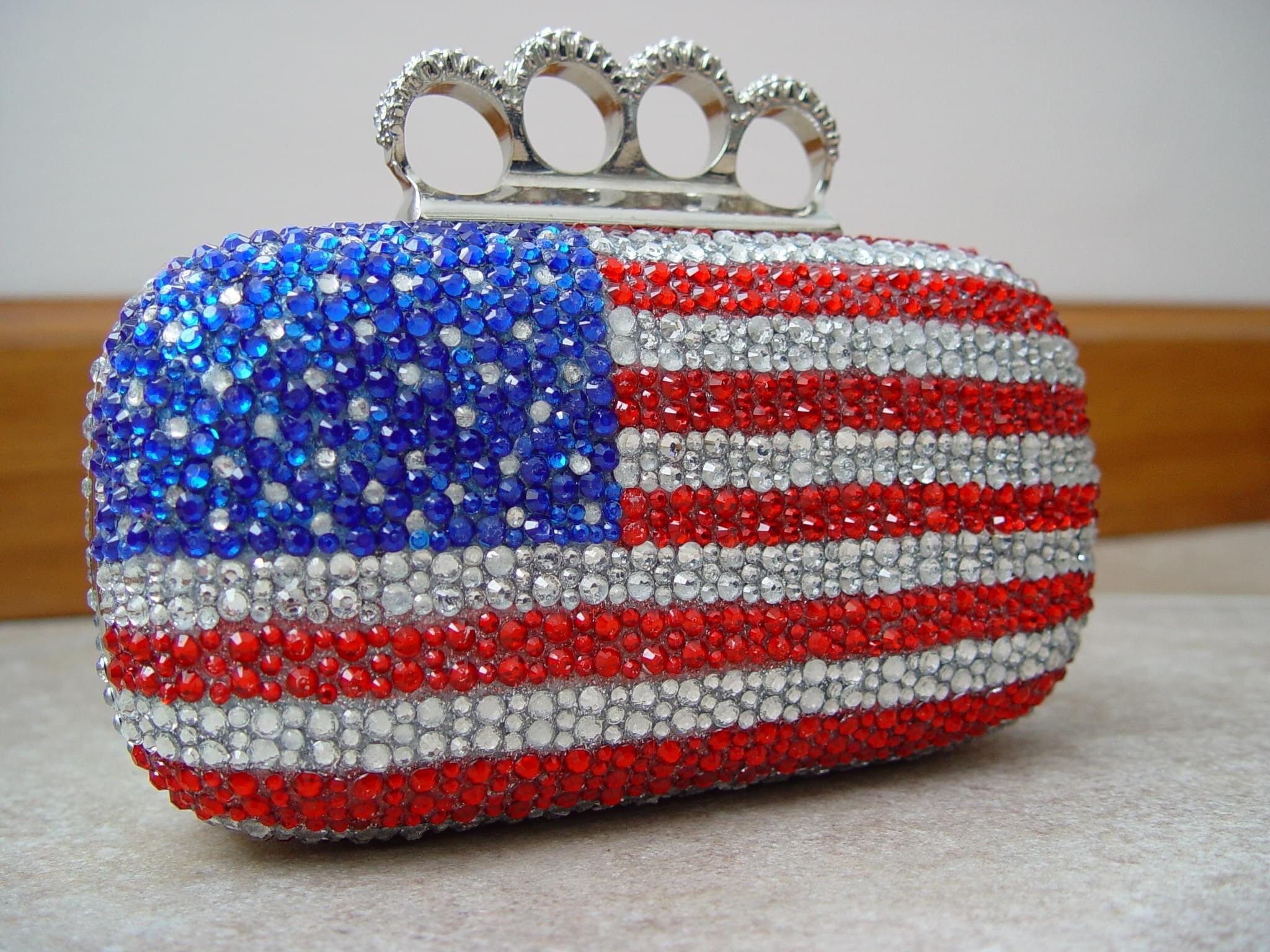 Rhinestone clutch purse American flag design custom bling Etsy