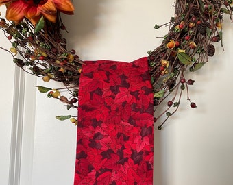 Red Leaves Wreath Sash, Spring Wreath Sash, Blank Wreath Sash, Spring Door Decor, Easter Holiday Decor, Floral Sash, Ready for Embroidery