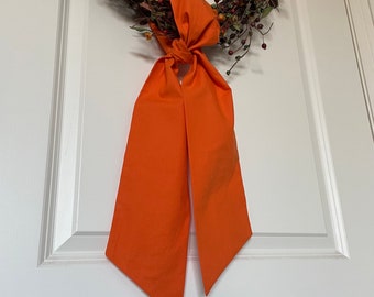Orange Wreath Sash, Summer Sash, Thanksgiving Wreath Sash, Blank Wreath Sash, Fall Door Decor, Orange Door Decor, Ready for Embroidery Sash
