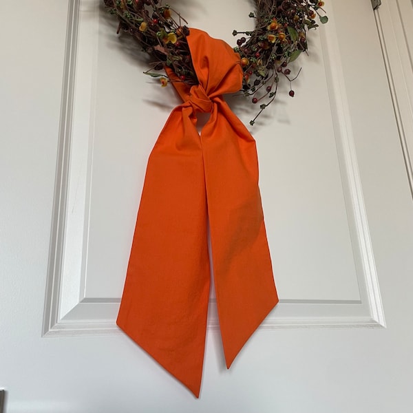 Orange Wreath Sash, Summer Sash, Thanksgiving Wreath Sash, Blank Wreath Sash, Fall Door Decor, Orange Door Decor, Ready for Embroidery Sash