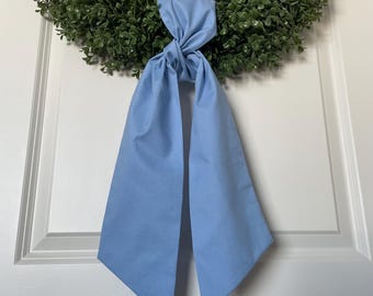 Light Blue Wreath Sash, Baby Blue Sash, Blue Door Decor, Boy Gender Reveal Party, Candy Blue Sash
