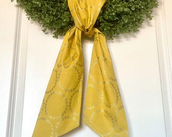 SALE Golden Wreath Sash, Gold Wreath Sash, Blank Dark Yellow Wreath Sash, Gold Door Decor, Party Decor, Ready for Embroidery, Yellow Gold