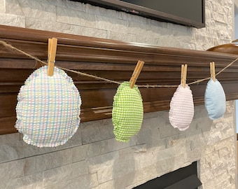 Pastel Egg Garland, Easter Garland, Easter Decor, Spring Decor, Seersucker