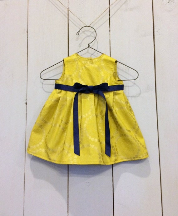 Baby Dress Mustard Dress Gold Metallic Polka Dot Dress Girl - Etsy