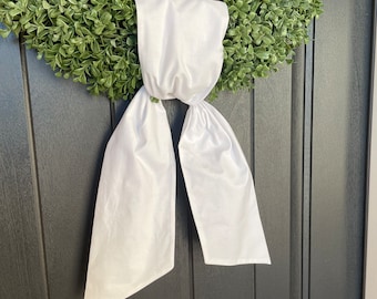 White Wreath Sash, Blank Wreath Sash, Plain Wreath Sash, Neutral Door Decor, White Decor, Ready for Embroidery, Blank Sashes, White Sash