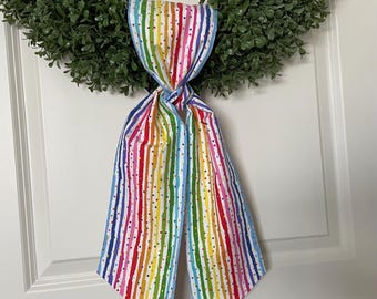Birthday Party Wreath Sash, Party Wreath Sash, Colorful Wreath Sash, Spring Door Decor, Summer Decor, Rainbow Door Decor Wreath