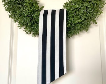 Black White Striped Wreath Sash, Black White Summer Wreath Sash, Stripe Wreath Sash, Door Wreath Decor