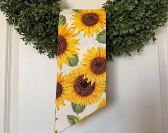Sunflower Yellow Wreath Sash, Floral  Yellow Wreath Sash, Summer Wreath Sash, Door Decor, Birthday Party, Summer Wedding