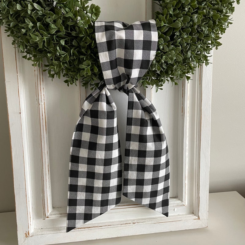 CUSTOM MONOGRAM LIGHT PINK BUFFALO CHECK WREATH SASH main image 0