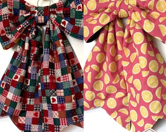 2 in 1 Reversible Quilted Big Bow, Double Sided Huge Bow Decor, Multi-Use Decorative Hanging Bow, Door Wreath Bow, Oversize Bow, Quilted Bow