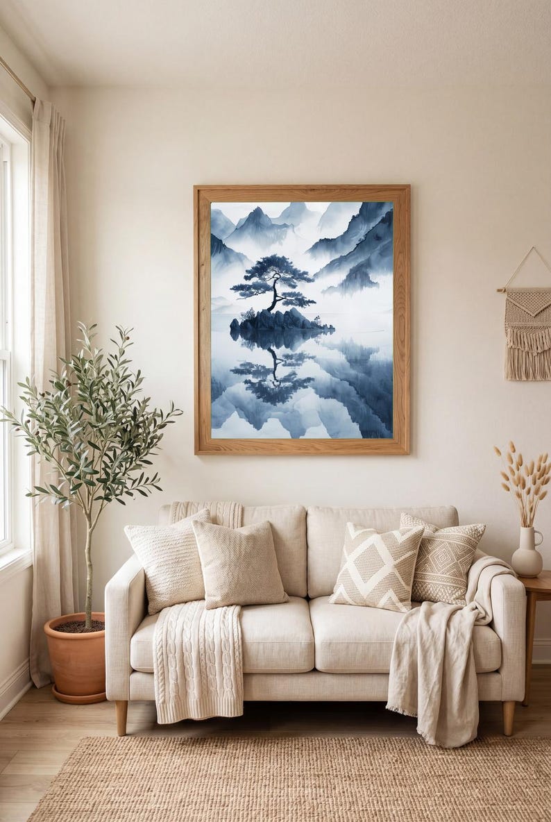 Japanese Minimalist Art Print | Zen Landscape Wall Decor | Serene ...