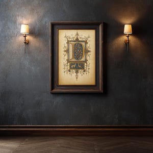 Illuminated Folio Print — Medieval Manuscript Page, Dark Academia Wall Art