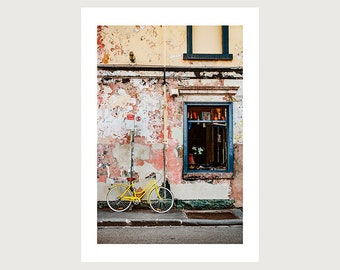 Bike Photography Print, Melbourne Print, Yellow Bike, Fitzroy, Australia