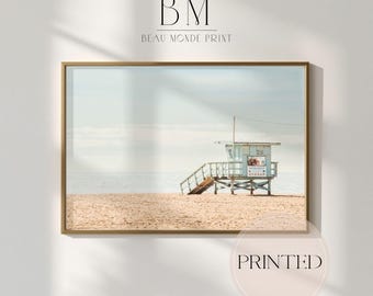 California Photography Print, Santa Monica Beach, Lifeguard Tower, home decor, wall art