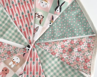 Easter Banner. Bunny Fabric Bunting Banner. Spring Fabric Pennant Banner. Soft Colors Fabric Banner. Spring Garland.