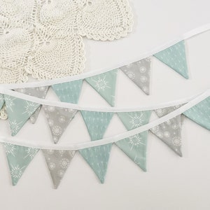 Winter Snowflake MINI Banner. Winter Banner. Winter Fabric Banner. Winter Bunting Banner. Winter Pennant Banner. Winter Garland.