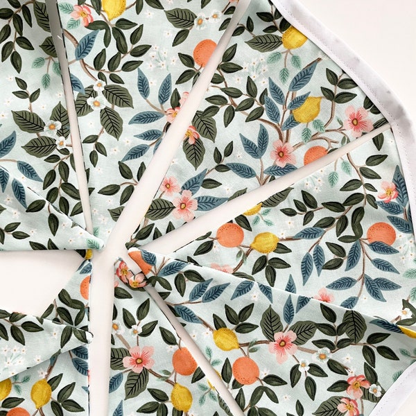 Rifle Paper Co. Fabric Banner. Bramble Mint Citrus Grove Fabric Banner. Bramble Bunting. Rifle Paper Co. Bunting. Large Citrus Banner.