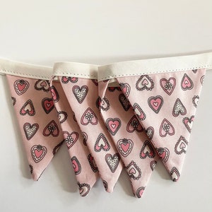 MINI Valentine&#39;s Bunting Banner // Valentine&#39;s Pennant Banner //  MINI Pink banner. Mini heart banner. Mini banner.
