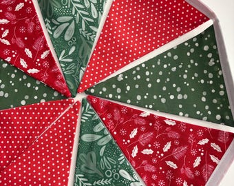 Red and Green Christmas Fabric Banner