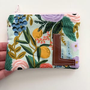 Rifle Paper Co. Floral Initial L Zipper Pouch, 4x5 inches
