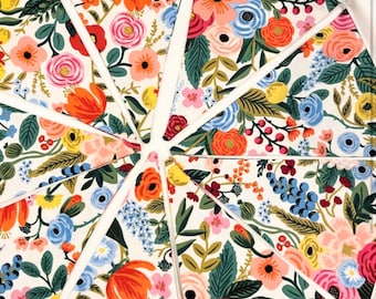 Rifle Paper Co. Floral Fabric Banner, 5ft Garden Party Bunting