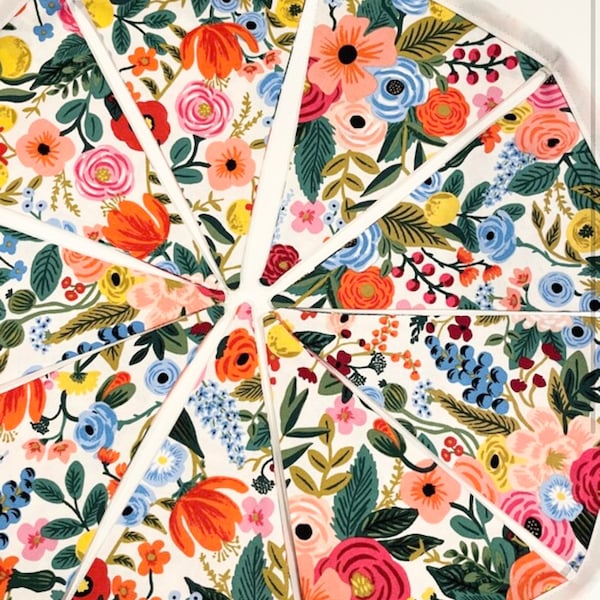 Rifle Paper Co. Floral Fabric Banner, 5ft Garden Party Bunting
