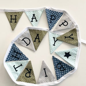MINI Happy Birthday Fabric Banner. Happy Birthday Bunting. Rainbow Banner. Colorful Birthday Banner. Birthday Pennant Banner.
