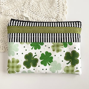 Quilted zipper pouch. St. Patrick’s Zipper Pouch. 8 x 5 Lined Zipper Pouch. Saint Patrick’s pouch. Scrappy Pouch.
