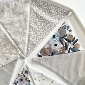 Rifle Paper Co. Neutral Fabric Banner. Floral Fabric Banner. Floral Bunting. Rifle Paper Co. Bunting. Garden Party linen Floral Banner.