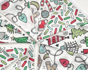 Christmas Fabric Banner: Red, Aqua, & Holiday Sweets Bunting