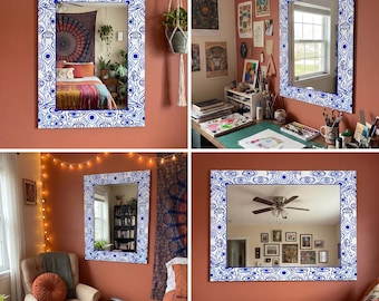 Espejo de pared con el Ojo Turco, decoración estética Nazar azul, espejo de plexiglás acrílico personalizado, arte de pared maximalista, regalo de decoración bohemia para el hogar para ella.