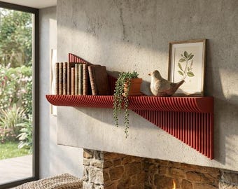 Parametric Wall Shelf, Birch Plywood, Floating Geometric Decor, Handmade Modern Design