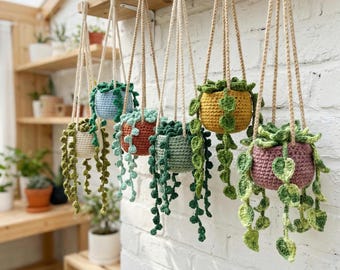 Crochet Hanging Plant Pattern, Amigurumi Plant Pot Pattern, Crochet Plant Bundle, Boho Home Decor, Beginner Friendly PDF Pattern