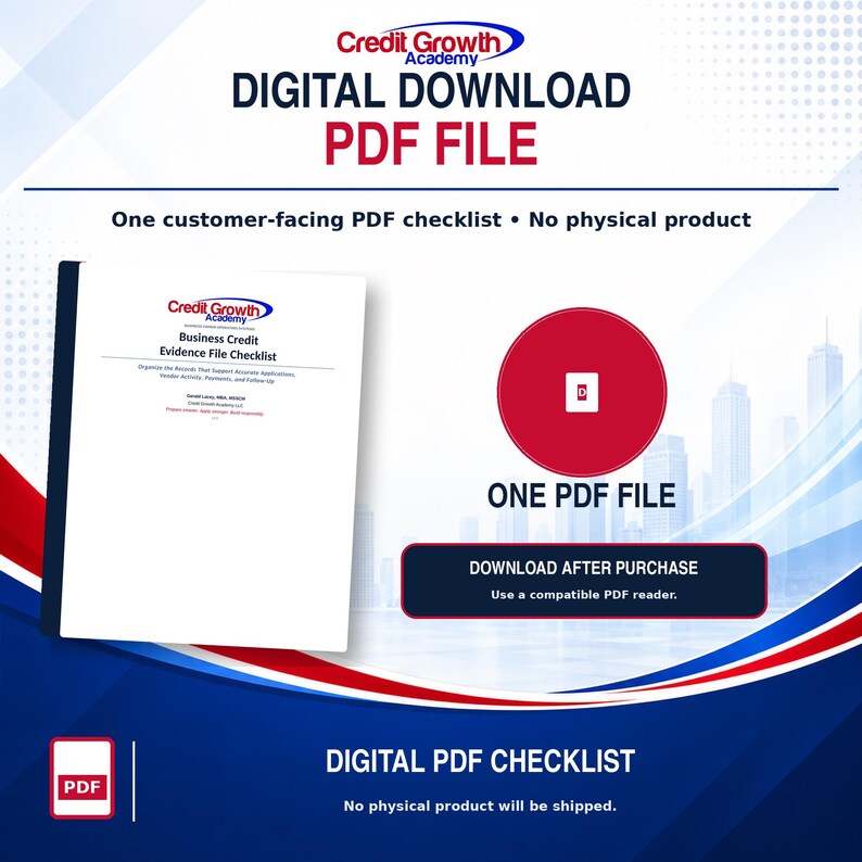 BCEFC digital-download graphic showing one PDF file and stating that no physical product will be shipped.