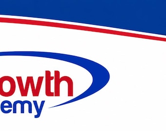 May include: A white rectangular graphic featuring the text Credit Growth Academy in red and blue lettering. A blue swoosh curves above the word Credit, and a red and blue curved line borders the top edge of the white background.