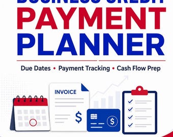 May include: A promotional graphic for Credit Growth Academy. The image features the text "BUSINESS CREDIT PAYMENT PLANNER" in red and blue. Icons of a calendar, invoice, credit card, and checklist are included. The bottom of the graphic includes the text "Created by: Gerald Lacey, MBA, MSSCM".