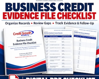 Business Credit Evidence File Checklist | Business Records Organization PDF