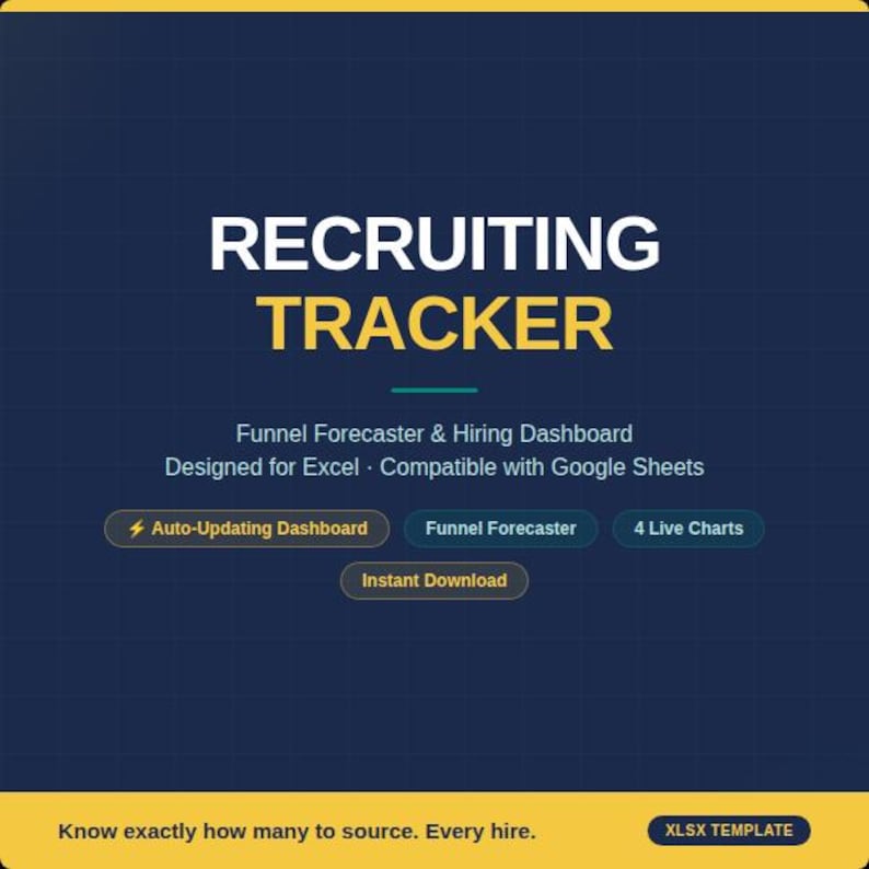 Yellow Recruiting Module Recruiting Tracker Spreadsheet | Hiring Dashboard, Funnel Forecast ...