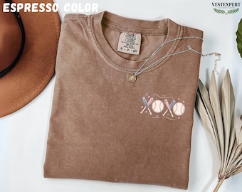 Comfort Colors XOXO Baseball Shirt, Coquette Baseball Mom Tee, Cute Pink Heart Graphic, Game Day Sports Gift, Team Mama T-Shirt, For Her