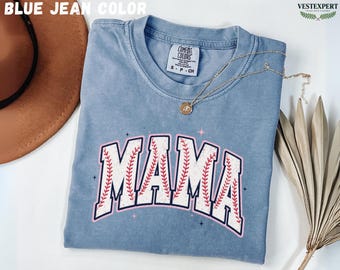 Komfort Farben Baseball Mama Shirt, Varsity Baseball Mama T-Shirt, Retro Spieltag Grafik, Sport Mama Geschenk, Team Mama weiches T-Shirt, süß für Sie