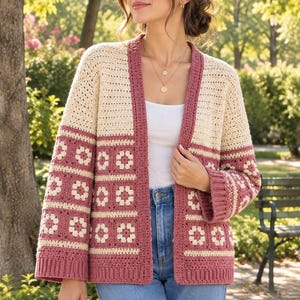 Granny Square Cardigan Crochet Pattern | Boho Patchwork Sweater PDF | Beginner Friendly